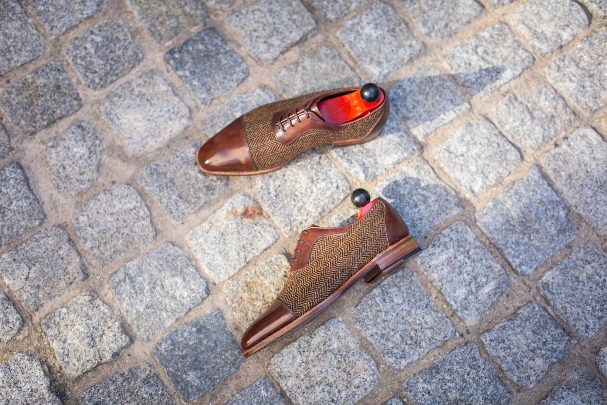 Seaport - MTO - Walnut Museum Calf / Gold Tweed - LPB Last - Natural Single Leather Sole