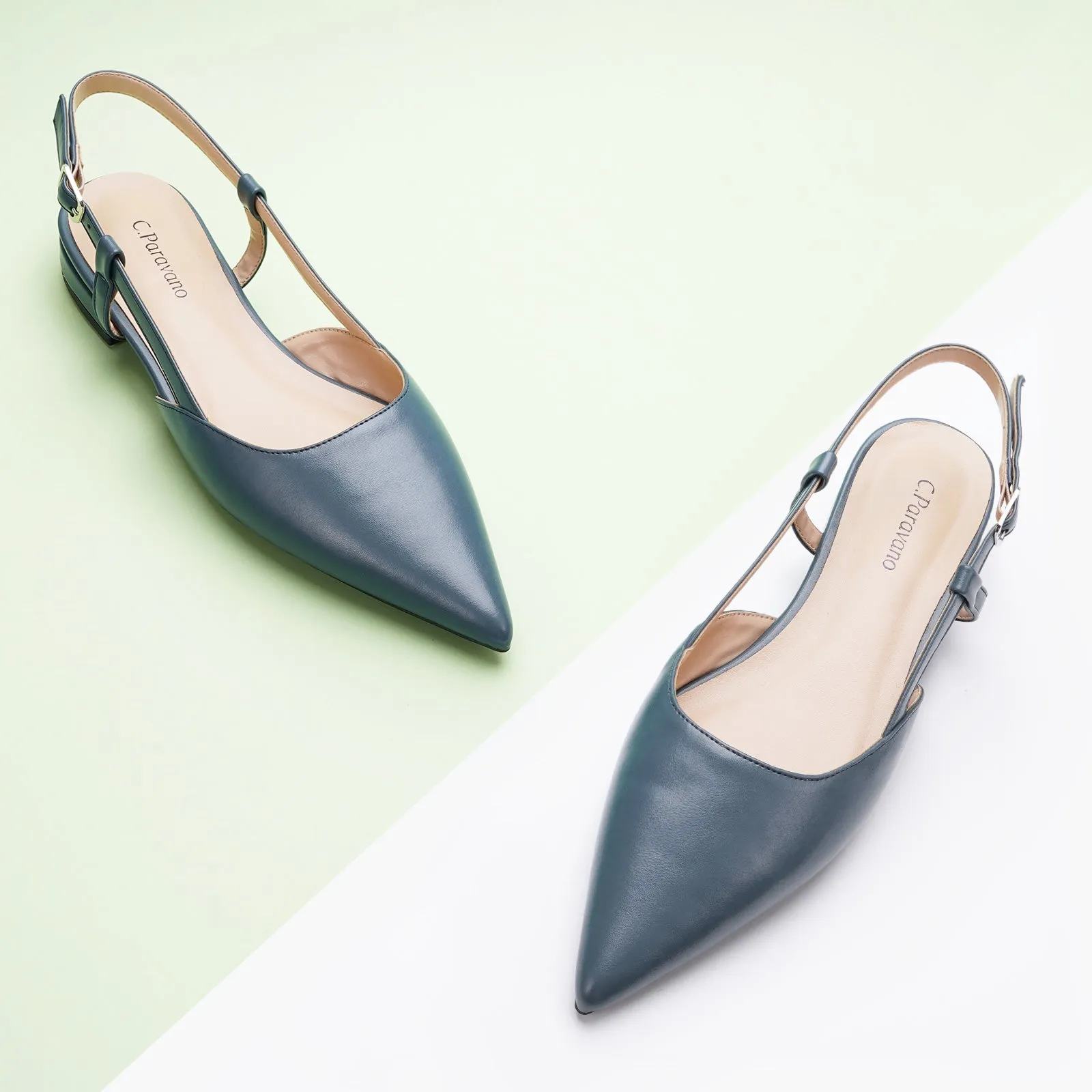 Sleek Slingback Flats (Freya) Blue