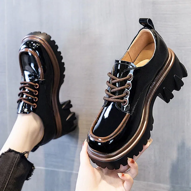 Tough and Sleek Chunky Platform Lace-Up Shoes for Women